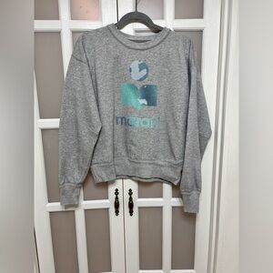 Isabel Marant Etoile Grey Logo Sweatshirt Graphic Pullover Cotton Sz 36